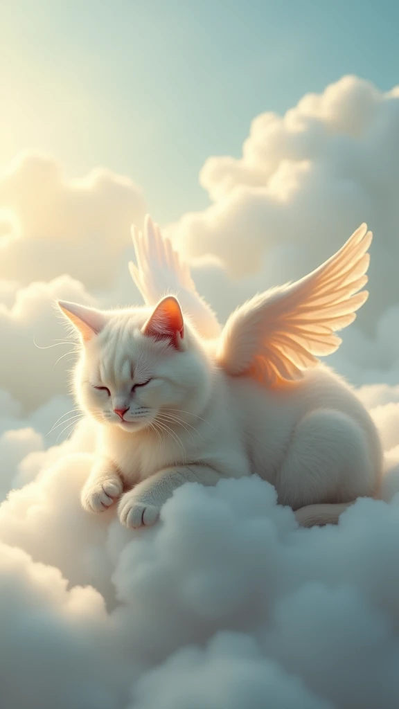 If possible add angel wings and make the cat look down and sit on a cloud