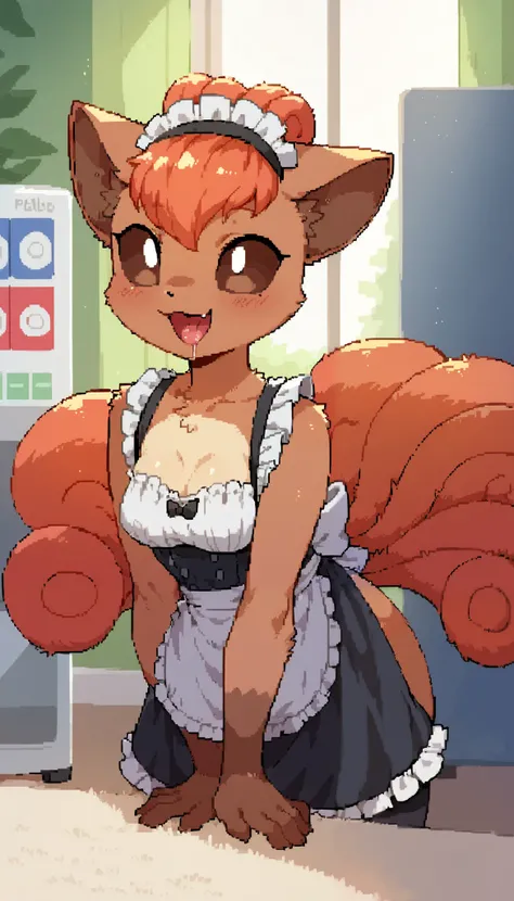 score_9, score_8_up, rating_Explicit, anthro,(furry, anthro:1.2) (detailed fluffy fur), solo, female, vulpix, cute, pokemon, (small breasts), breasts cute, cute eyes, cute head, (beautifully detailed face, oily shiny skin), (detailed eyes, sharp eyes, clea...