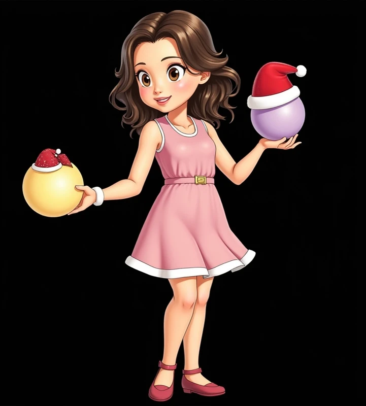  I would like one like this but with medium brown hair, A little above the curly waist ,  light brown eyes and instead of the ribbon in the hair ,  a Santa Claus hat and brown skin 