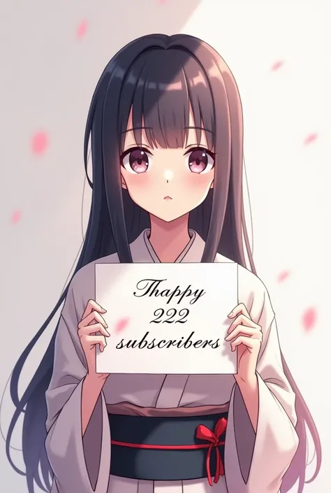 Shinobu holding a 
Sign saying thank you for 222 subscribers