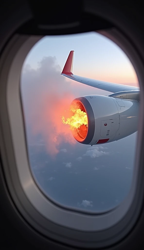 Rohit saw from window of aeroplane that jet engine is damaged and start burning 