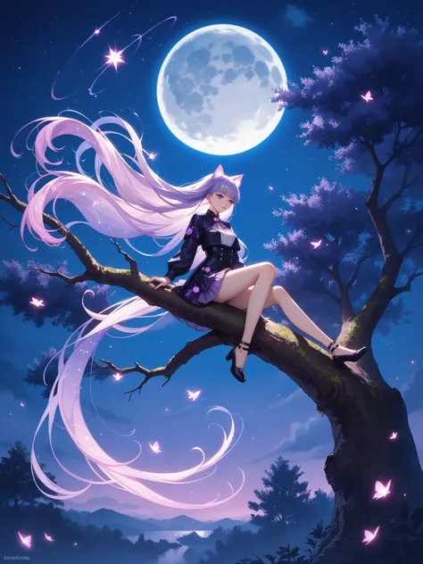 score_9, score_8_up, score_7_up, source_anime,
Surreal, 
1girl,Kpop idol, very long hair, floating hair,glowing hair, 
 night scene,moon in the sky,purple hues,starry night,dreamlike atmosphere,glowing edges,mystical,high contrast,ethereal light,sitting on...