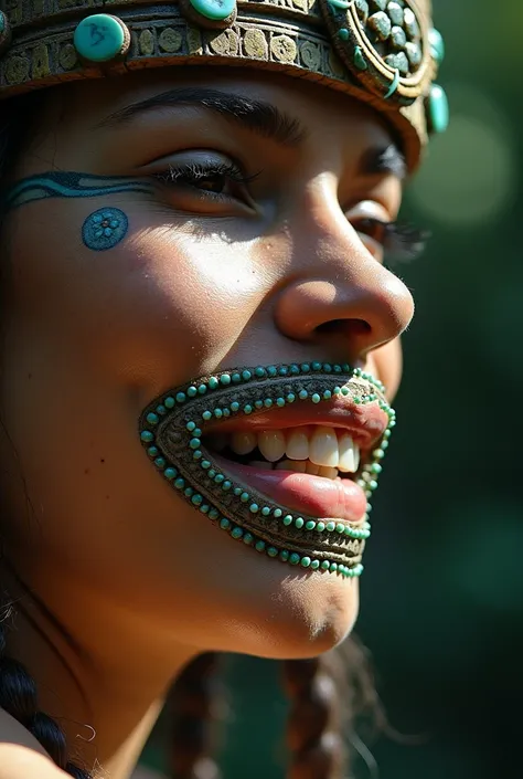 The Mayans drilled holes in their teeth and placed precious stones such as jade.,  turquoise and obsidian and they placed it on their teeth 