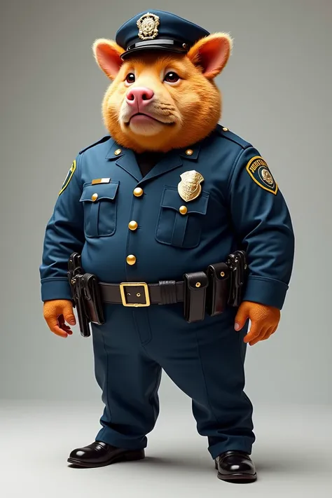 Pork in uniform with the phrase serve and protect