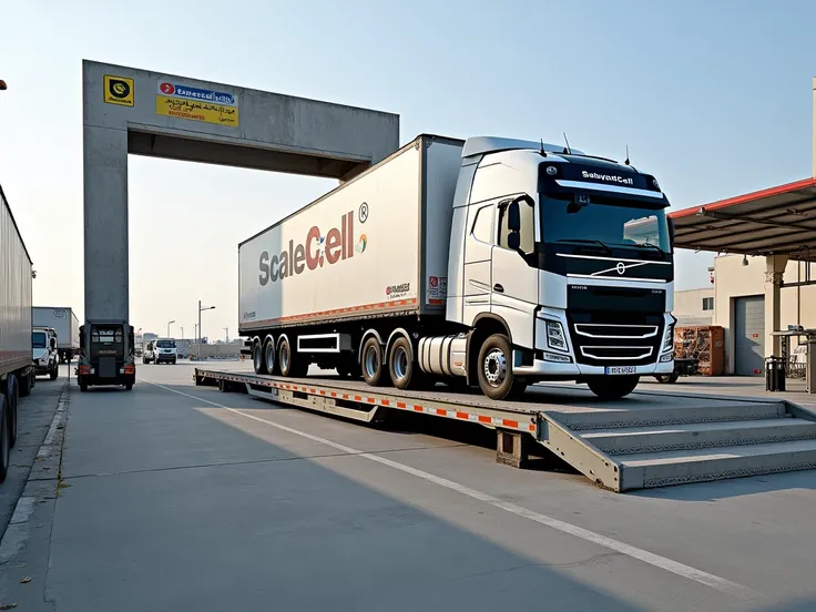 a weighbridge for truck scale by Scalecell Company include truck and weightbridge and location sulaymanyah