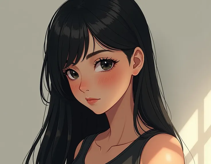  Long straight hair,  of a dark black that shines with a slight black tint under sunlight .  deep black eyes ,  with long eyelashes that stand out even when trying to hide her emotions . White Aria ,  with a touch of freckles on her nose and cheeks , which...