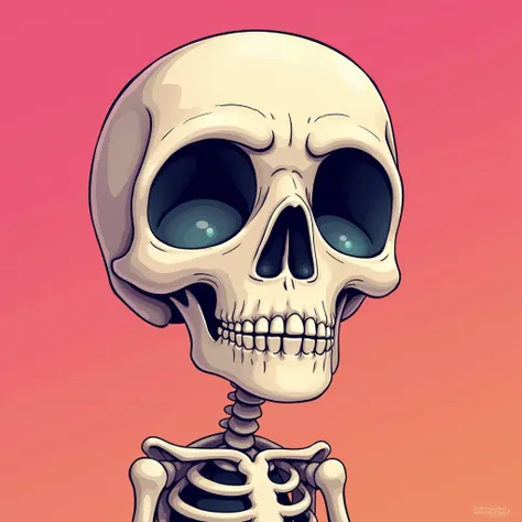 A skull staring intently, cartoon style