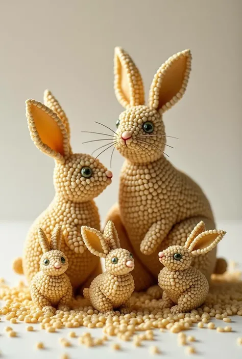 Quinoa sculptures shaped like little animals 