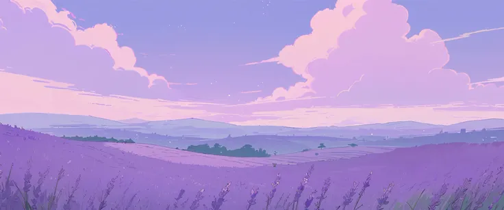 LAVENDER landscape , Pastel Purple Colors ,Ghibli ,Lofi ,cute ,landscape lavender