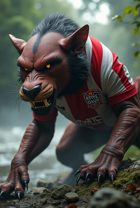 A predator wearing the River Plate club shirt