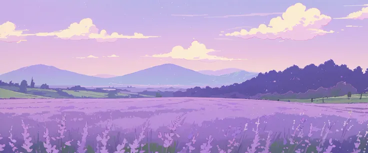 LAVENDER landscape , Pastel Purple Colors ,Ghibli ,Lofi ,cute ,landscape lavender