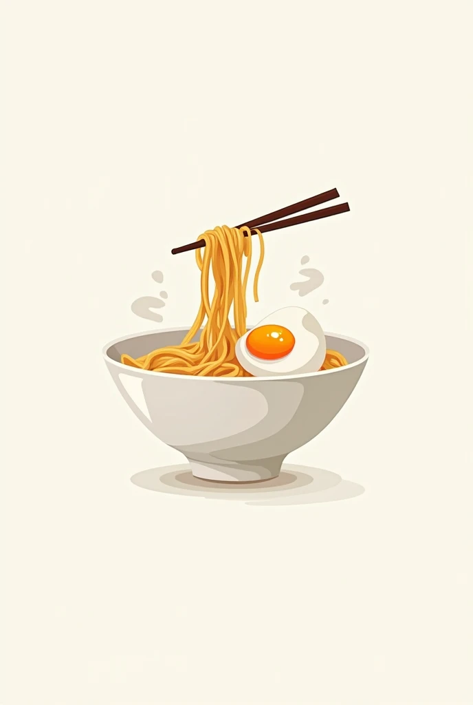 make a logo about noodle brand, with white bowl, noodle, chopstick, egg