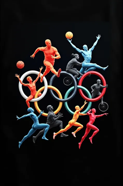  Create a black design with various sports and the symbol of the Olympic Games, to embroider on a sweatshirt  