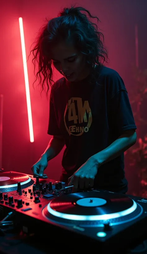 With trembling hands ,  DJ Luna grabs the vinyl ,  unleashes an angry scratch .  The sound is original ,  like the cry of a wounded animal .  The turntables rotate faster ,  that corresponds to the intensity of their feelings.  A low angle ,  cinematic sho...