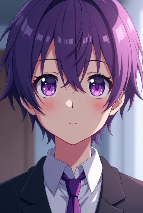 Close-up of a man with purple hair and purple tie, Stylized anime,  Animated Cute Style , Sword Art Online game characters ,  Future anime girl  ,  Anime portrait of astronaut girl,  horoscope knight girl , Close-up of young anime girl,  anime style,  shin...