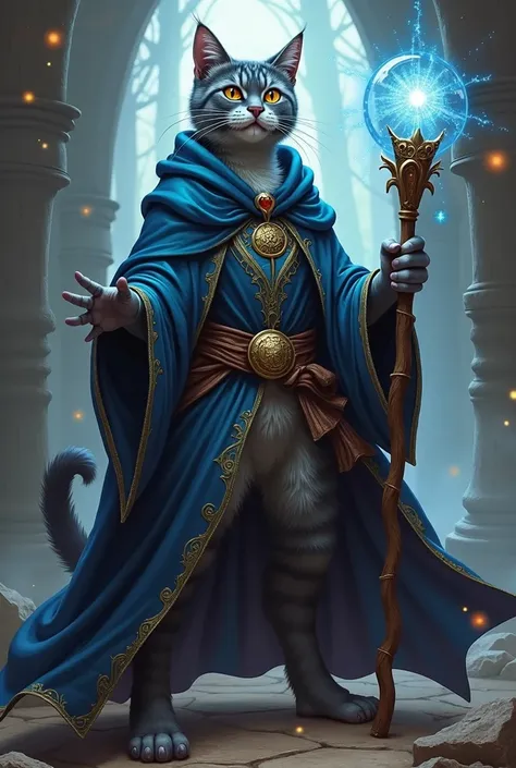 Anthropomorphic sorcerer cat for Dungeons and Dragons campaign
