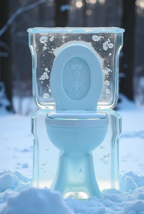 Make an image of a toilet made out of ice and its very pretty