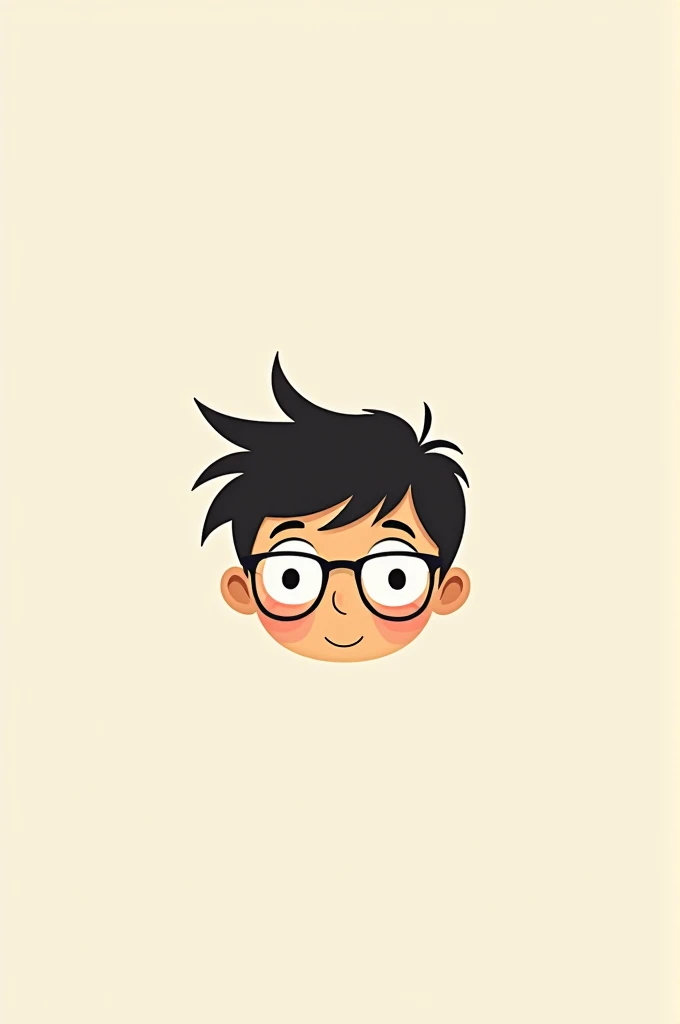 Minimalist Digital Illustration of a Young Boy with Glasses and Spiky Hair