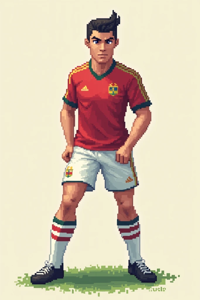 Create a Cristiano Ronaldo Sprite in 16 colors in size and style suitable for Pokémon fire red 
