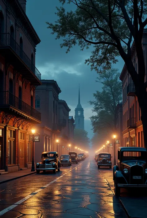 realism 3d image of old American streets at night 