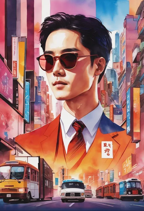  high definition 、8k、正面photograph:1.9、 pop art 、suit、 young people in the tech industry from Silicon Valley。 、 original 、face、photograph、、 Japanese、Businessman、凛face、西洋風face、watercolor:1.8、 background office district :1.8、 thick ridge 、 illustration style ...