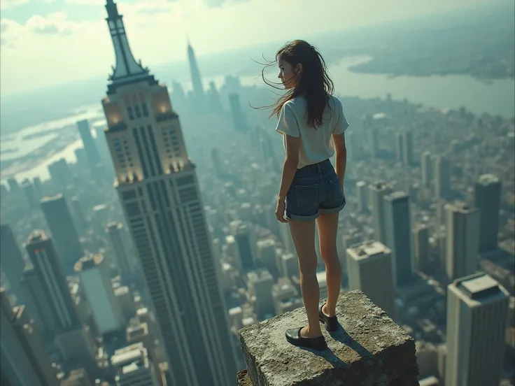 • girl about to jump off a building (tall building or skyscraper 