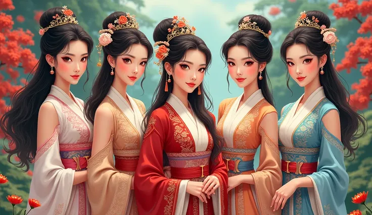 Well decorated and colorful women from Asia