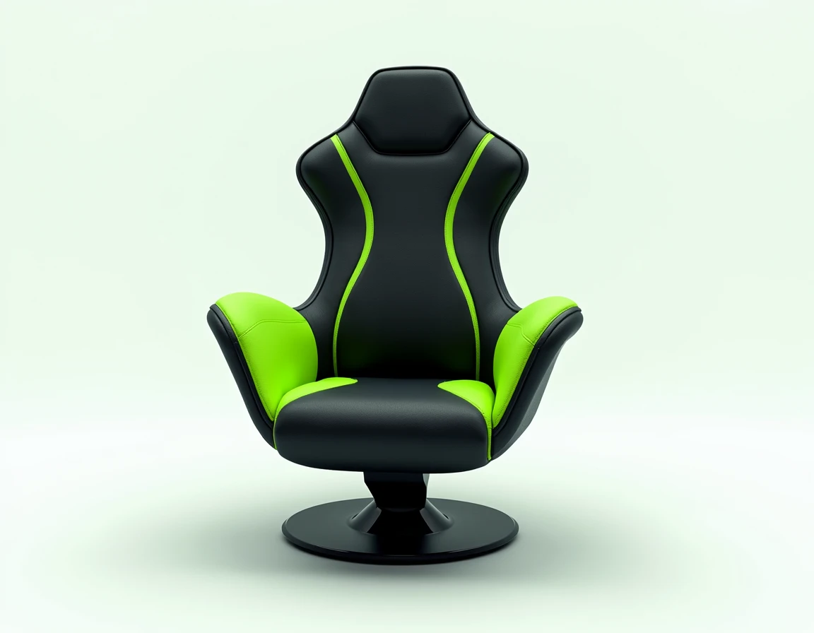 
neon green and black gaming chair more relastc with white background
