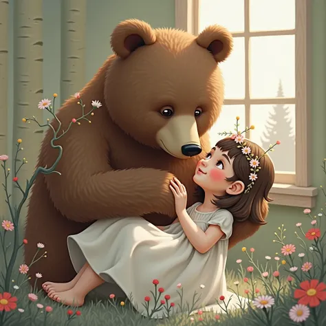 Swap the girl and bear in this image