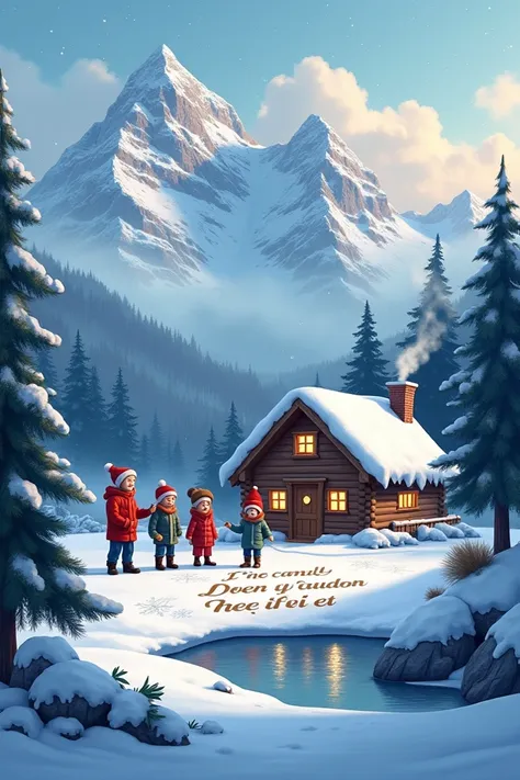 Christmas picture to write with mountain background