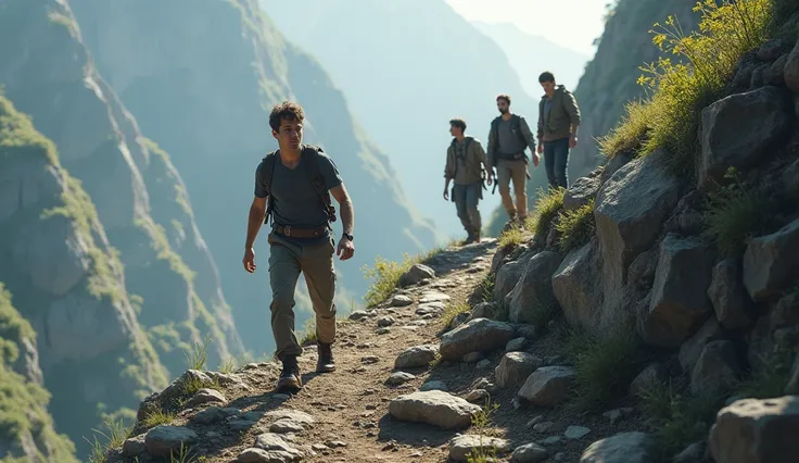 On one side, a group of people sitting idle, talking, and pointing fingers.

On the other side, the young man climbing the rocky trail alone with determination, highlighting the difference between talkers and doers.

