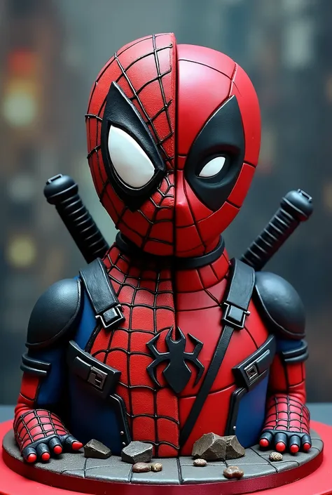 Create a cake half Spider-Man and half Deadpool