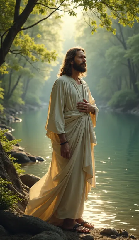 Jesus Christ near a river