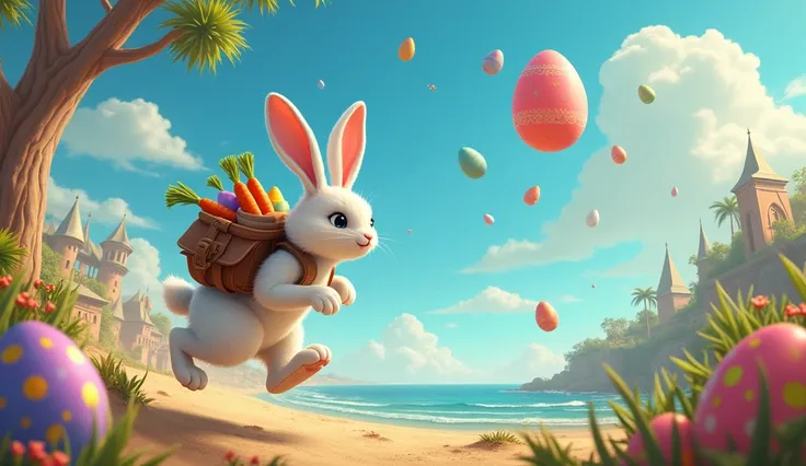 Easter Bunny goes on a trip around the world in search of the Easter egg