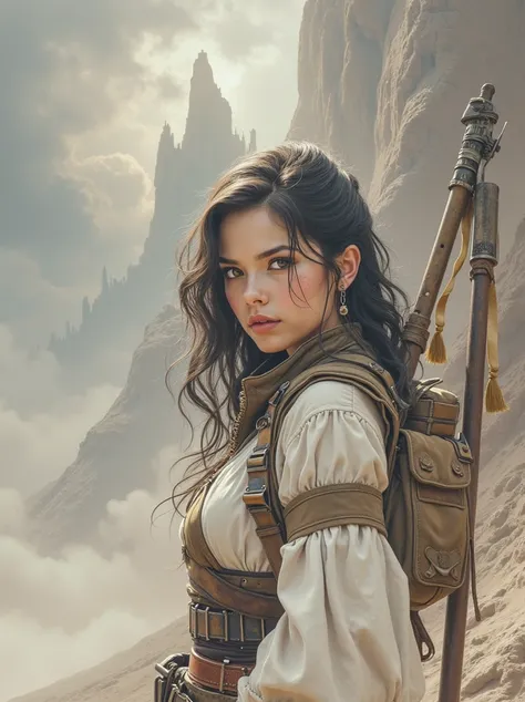 creative blending of Horizon: forbidden west, luminous and enchanting, high quality, 8K Ultra HD, masterpiece, hyper realistic, oil painting, dark intricacies of Ian Millers detail and frank frazetta fantasy, John Blanches atmospheric and sketch-like illus...