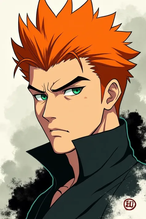 Serious,  green eyes,  High resolution, man, Ink-e,  animated,  short hair,  orange hair