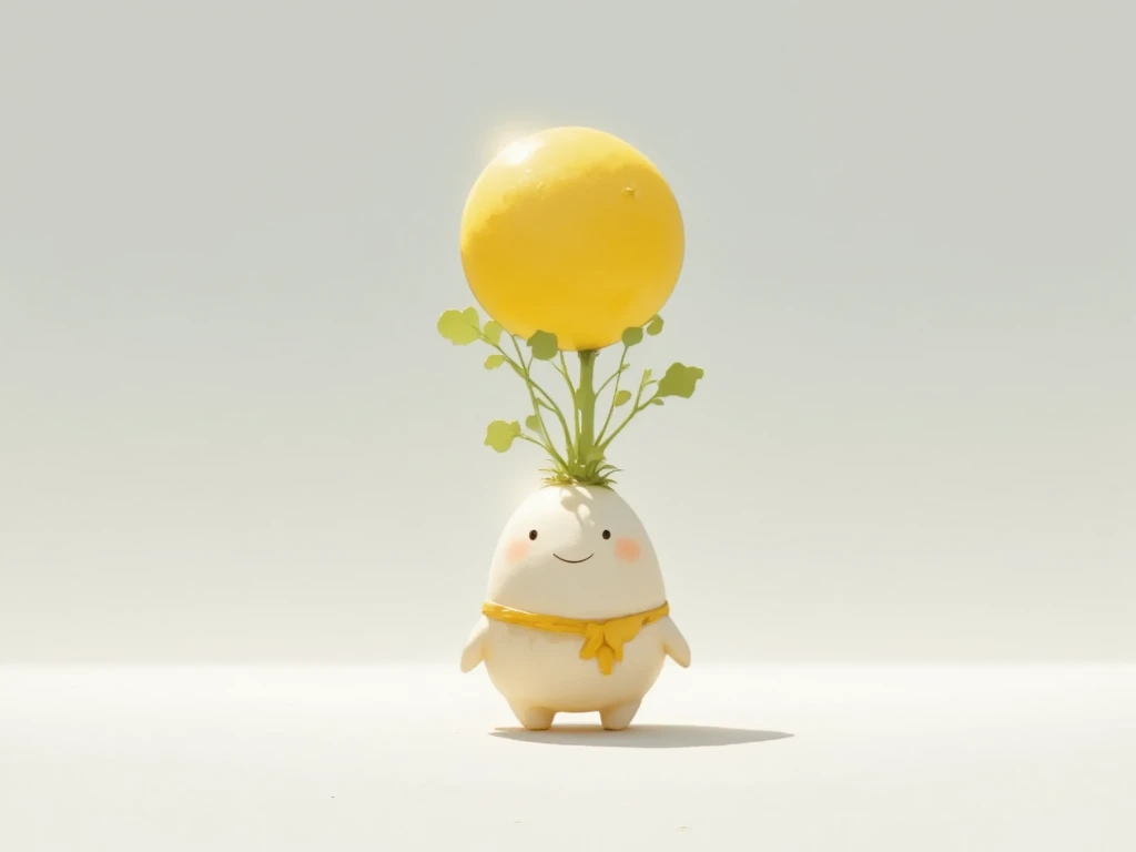 masterpiece, daikon characters, He is sitting and watching the moon, very detailed, peaceful scene,sun set, Use only 2 colors, soft gradation, blue and yellow,flat illustration, best quality,HD,Minimalist,