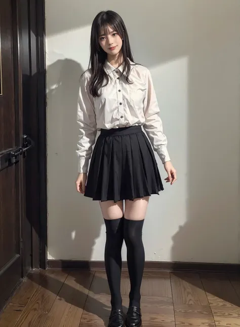 arafed asian woman in a skirt and a white shirt posing for a picture, japanese school uniform, japanese girl school uniform, wearing japanese school uniform, young gravure idol, realistic young gravure idol, young pretty gravure idol, Seifuku, cute schoolg...