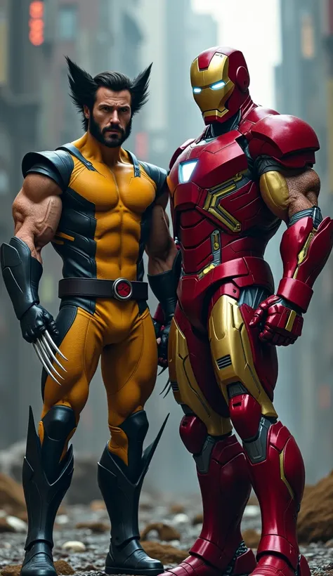 Wolverine And Ironman Standing Together High Detailed, Realistic 