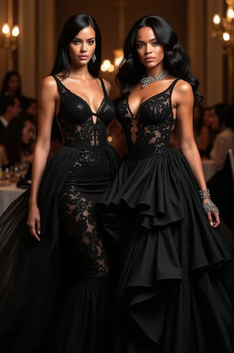 Kim kardashian and Rihanna in a stunning black dress overrated