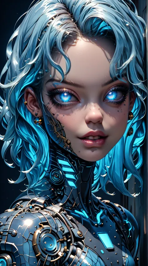 score_9, score_8_up, score_7_up, (Three quarters Shot), (1 girl), (asian), beautiful teenage (skinny) muscular goth cyborg girl, (full Cybernetic bodysuit:1.5), (black sclera:1.5), (blue glowing eyes:1.5), (blue glowing body veins:1.5), (flat chest:1.25), ...