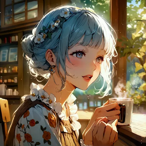 I want to create my grandmother as an anime with coffee 