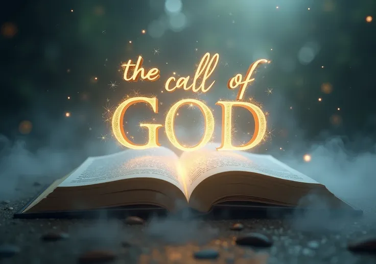 6
An open book with words floating around and forming the phrase “The Call of God”.

