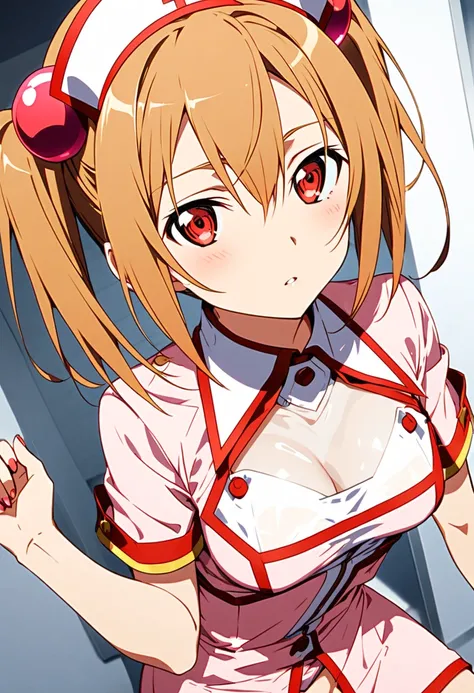 Silica from the Sword Art Online ,  series wearing a seductive, semi-transparent nurse costume. 