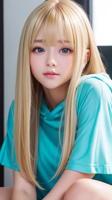  unrivaled beauty 、Extraordinary Blonde Beautiful Girl 、 Beautiful Innocent First 々Shy hood Appearance 、,  Shy Yet Bright Expression 、 lie down、 Shiny, Glowing Firmness and Shiny Skin 、 bangs between eyes、 Shiny Straight Beautiful Bright Platina Blonde、 Su...