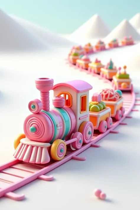 Cute candy train long white background 