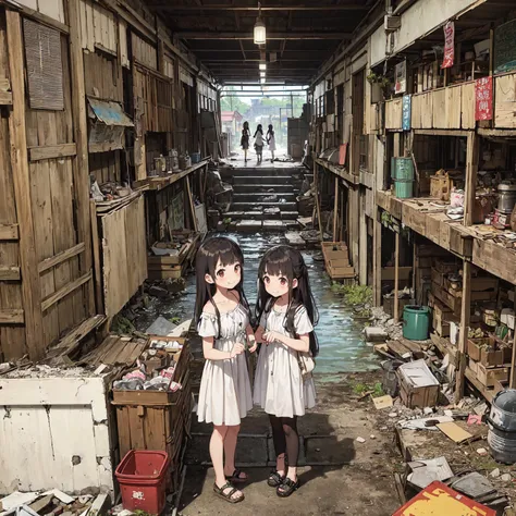 
(  Masterpiece  、 top quality)、(( 3 girls、3 girls in summer clothes 、 detailed face 、smile))、Have fun with everyone  、(Poor conditions)、(  housing complex 、Living Style、General store、Abandoned hot spring town 、dark and filthy 、Bulky trash、Battleship Islan...