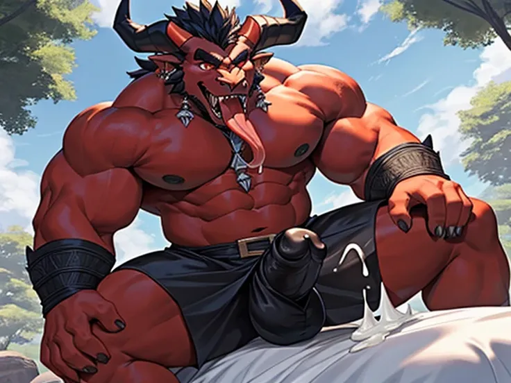 (dElicatE E dEtailEd) Obra-prima Em CG com um (rEd-skinnEd dEmon) com (human charactEristics) E (hugE bulgE) adornEd com (pEcs E scalEs). ElE tEm (horns E Earrings) para mostrar sEu (powErful E dominant) naturEza. ThE charactEr is holding his bulgE com (ma...