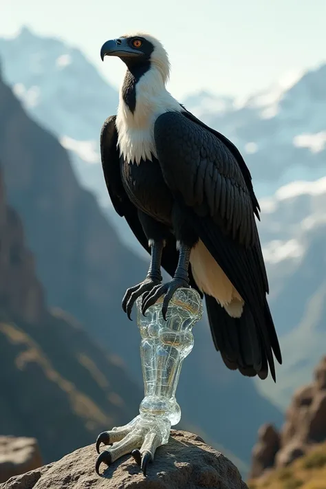 A condor with a glass on your leg 
