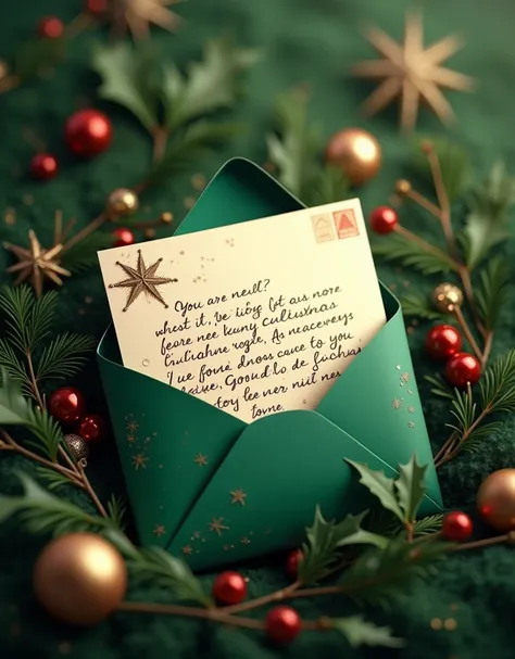 Christmas letters with green envelope